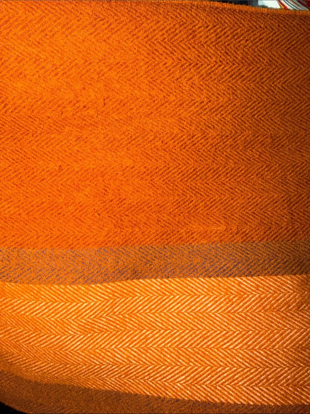 STUDIO HOP herringbone rust burnt orange cashmere blend fringe scarf